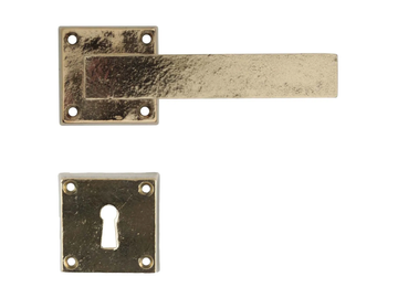 LISCIA - Bronze door handle on rose with lock by GIARA ART DESIGN-BRONZE - view 2